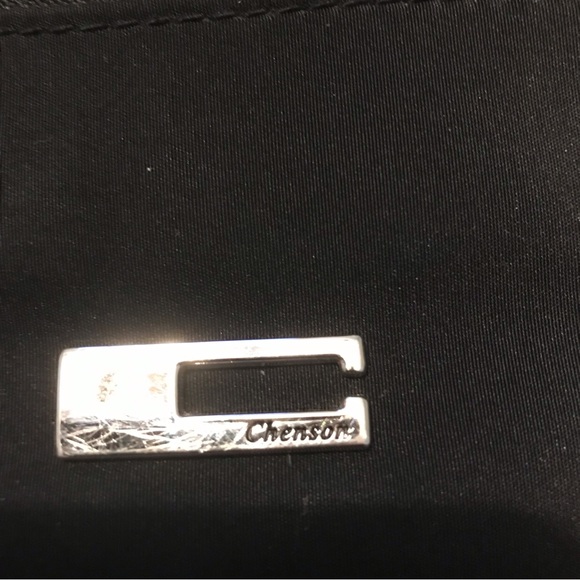 Chenson Black Shoulder Bag Zipper & Velcro Compartments Silver Hardware - Picture 11 of 11